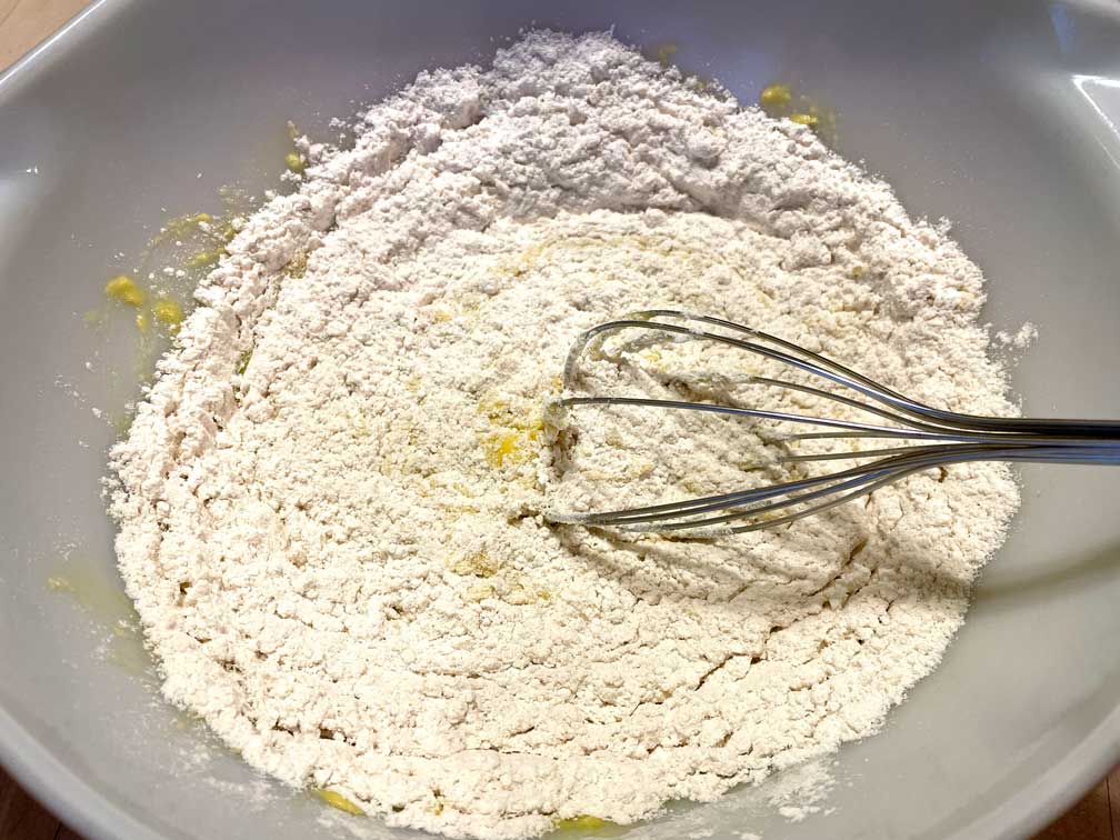 Dough with mixed in flour